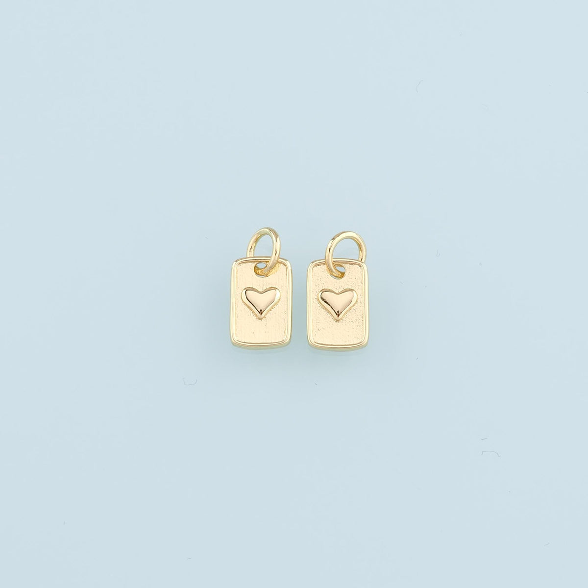 18K Gold Filled Heart Pendant,Rectangle Heart Charm Bracelet Necklace for DIY Jewelry Making Supply