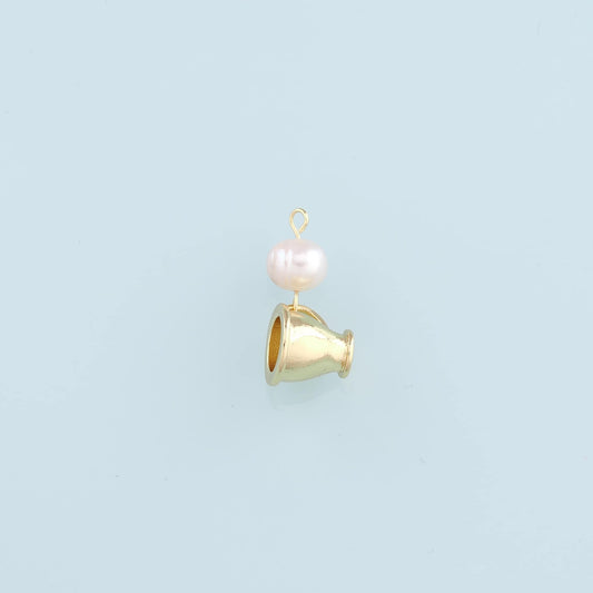 18K Gold Filled Cup Pendant,Pearl Cup Charm Bracelet Necklace for DIY Jewelry Making Supply