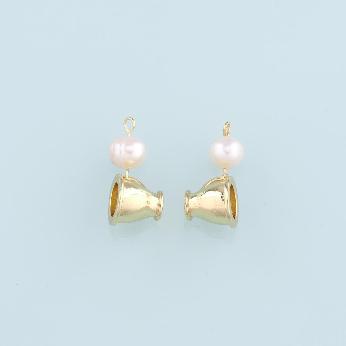 18K Gold Filled Cup Pendant,Pearl Cup Charm Bracelet Necklace for DIY Jewelry Making Supply