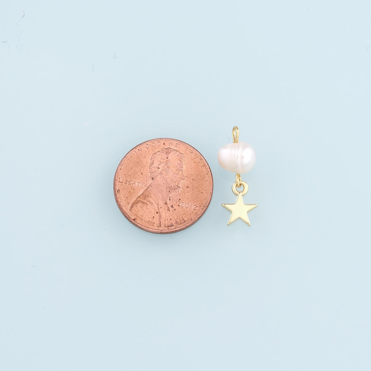 18K Gold Filled Pearl Star Pendant,Celestial Charm Bracelet Necklace for DIY Jewelry Making Supply