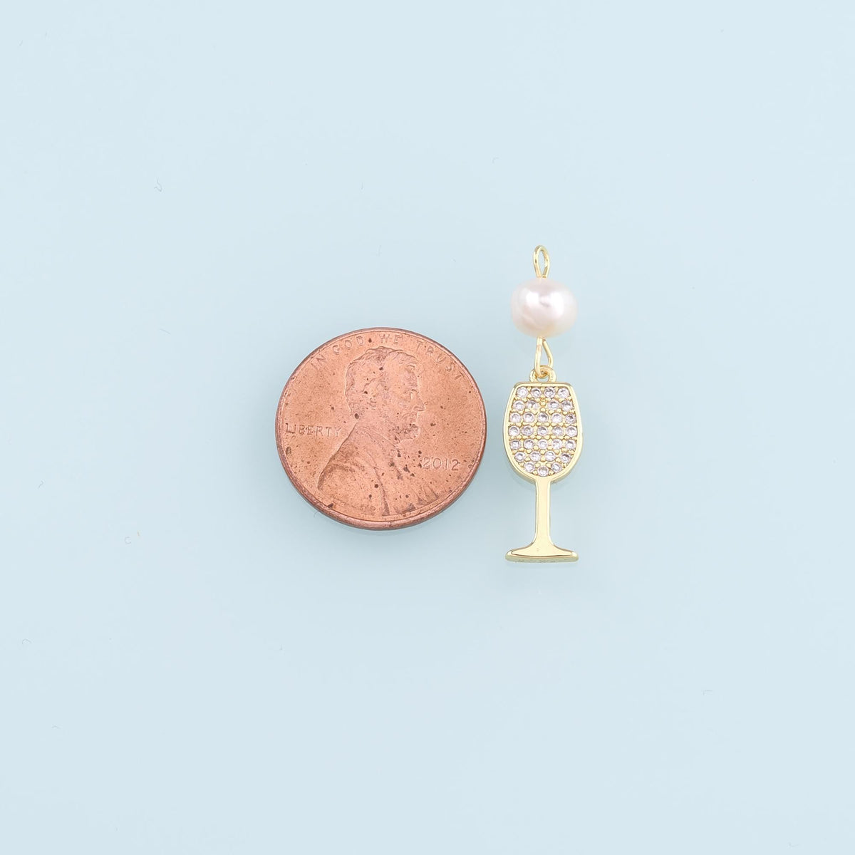 Gold Wine Glass Charms,18K Gold Filled Pearl Wine Glass Pendant,CZ Wine Glass Charm Bracelet Necklace for DIY Jewelry Making 