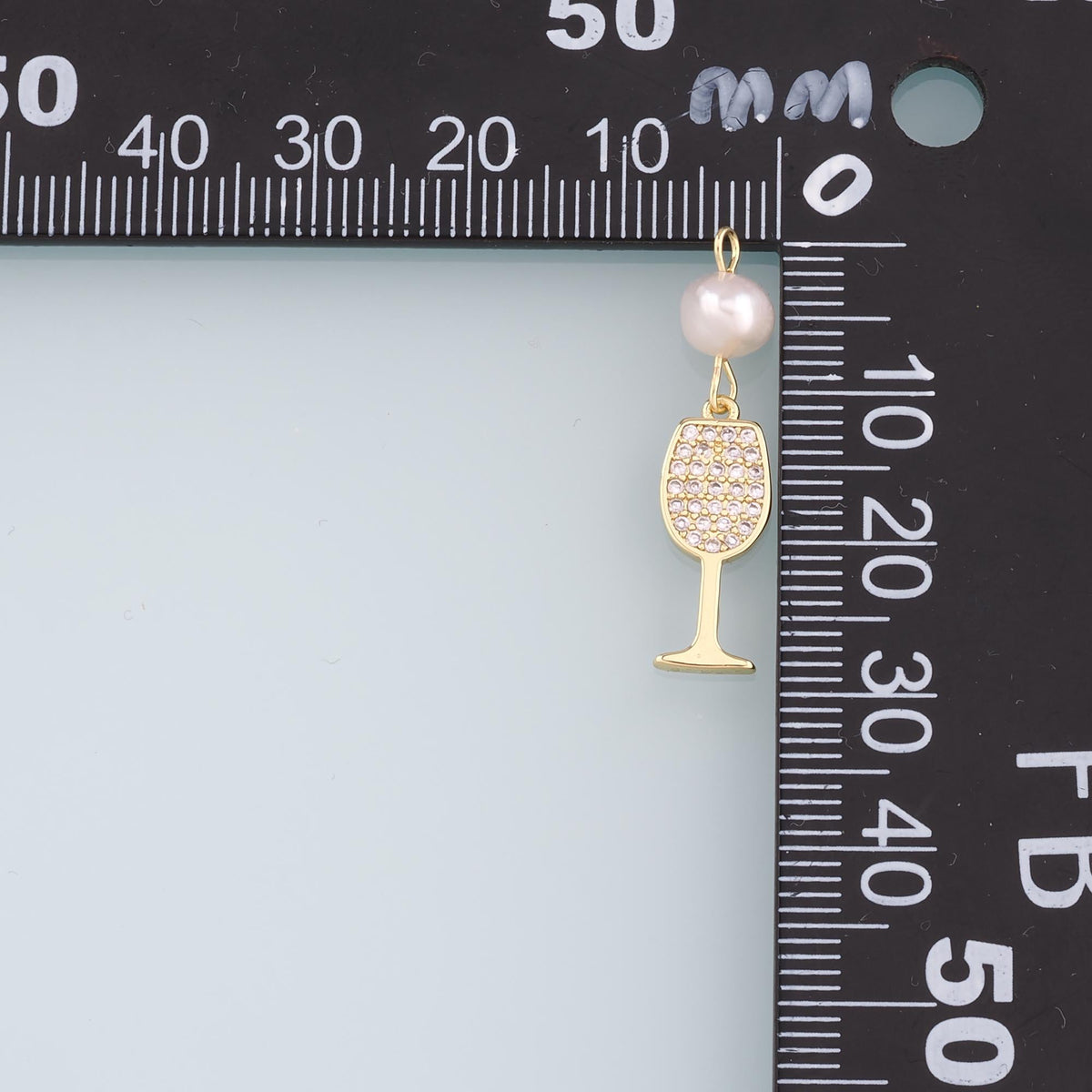 Gold Wine Glass Charms,18K Gold Filled Pearl Wine Glass Pendant,CZ Wine Glass Charm Bracelet Necklace for DIY Jewelry Making 