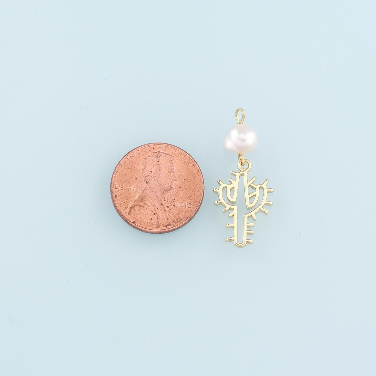 Gold Cactus Charms,18K Gold Filled Pearl Cactus Pendant,Desert Charm Bracelet Necklace for DIY Jewelry Making Supply
