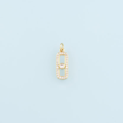 18K Gold Filled Rectangle Pendant,CZ Micro Pave Rectangle Charm Bracelet Necklace for DIY Jewelry Making Supply