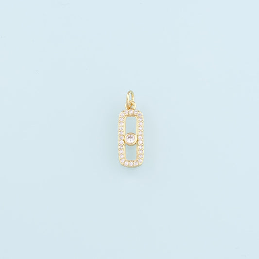 18K Gold Filled Rectangle Pendant,CZ Micro Pave Rectangle Charm Bracelet Necklace for DIY Jewelry Making Supply