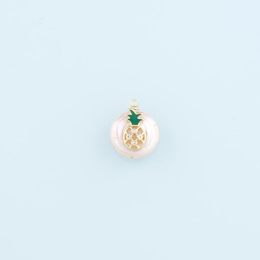 Gold Pineapple Crystal Charms,18K Gold Filled Pearl Pineapple Pendant,Fruit Charm Bracelet Necklace for DIY Jewelry Making Su