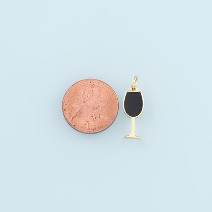 Gold Wine Glass Charms,18K Gold Filled Wine Glass Pendant,Enamel Wine Glass Charm Bracelet Necklace for DIY Jewelry Making Su