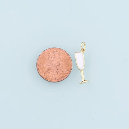 Gold Wine Glass Charms,18K Gold Filled Wine Glass Pendant,Enamel Wine Glass Charm Bracelet Necklace for DIY Jewelry Making Su