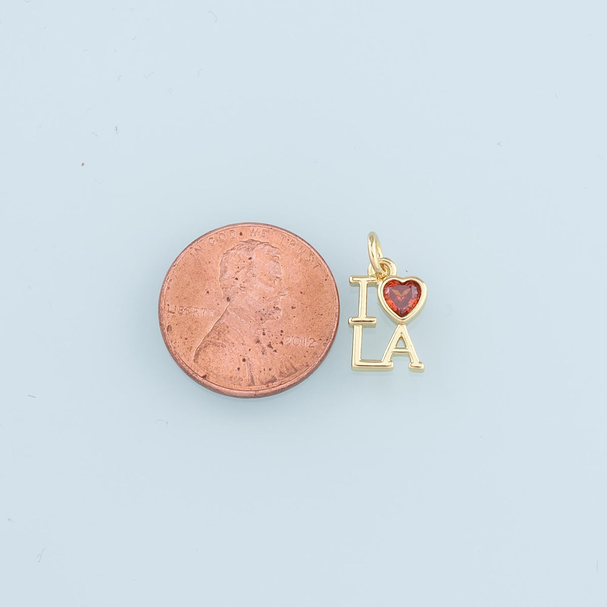 18K Gold Filled Heart Pendant,I Love LA Charm Bracelet Necklace for DIY Jewelry Making Supply