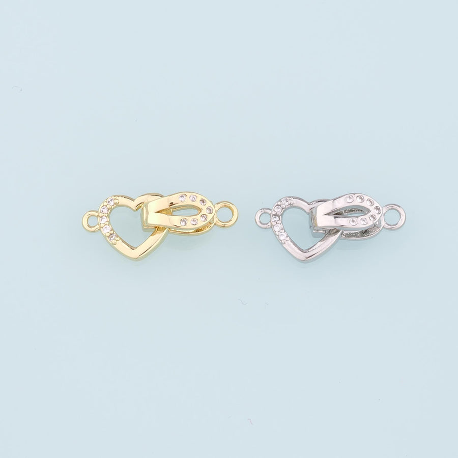 18K Gold Filled Twisted Heart Clasp,Carabiner Lock Connector,Spring Push Gate for DIY Jewelry Finding Necklace Bracelet