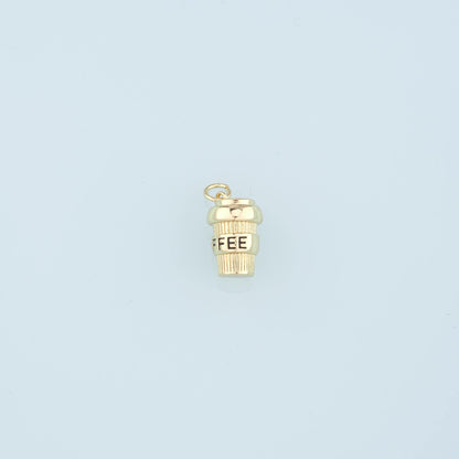 18K Gold Filled Coffee Cup Pendant,Cup Charm Bracelet Necklace for DIY Jewelry Making Supply