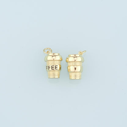 18K Gold Filled Coffee Cup Pendant,Cup Charm Bracelet Necklace for DIY Jewelry Making Supply