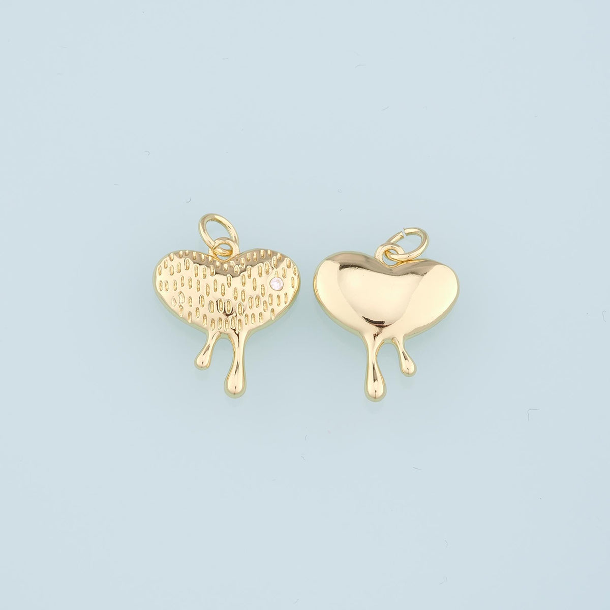 18K Gold Filled Heart Pendant,Heart Charm Bracelet Necklace for DIY Jewelry Making Supply