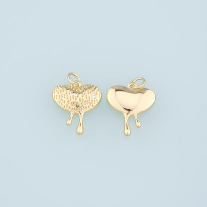 18K Gold Filled Heart Pendant,Heart Charm Bracelet Necklace for DIY Jewelry Making Supply