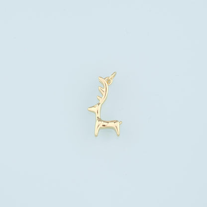 18K Gold Filled Elk Pendant,Animal Charm Bracelet Necklace for DIY Jewelry Making Supply