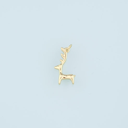 18K Gold Filled Elk Pendant,Animal Charm Bracelet Necklace for DIY Jewelry Making Supply