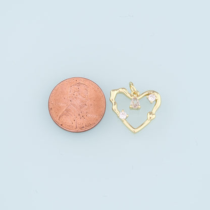 18K Gold Filled Heart Pendant,CZ Micro Pave Heart Charm Bracelet Necklace for DIY Jewelry Making Supply
