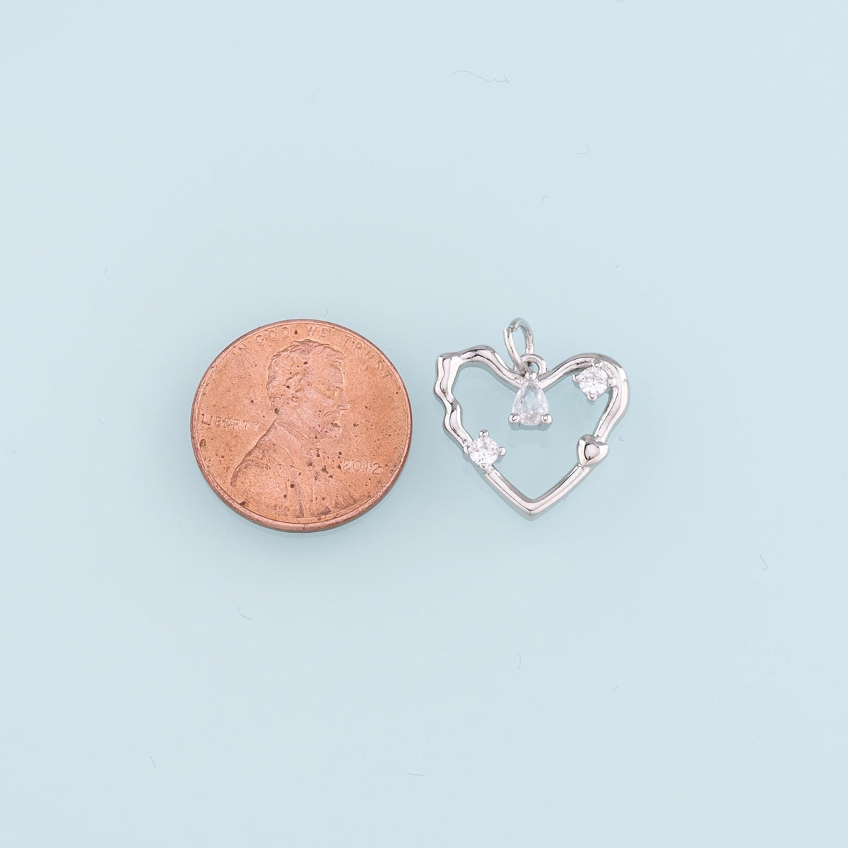 18K Gold Filled Heart Pendant,CZ Micro Pave Heart Charm Bracelet Necklace for DIY Jewelry Making Supply