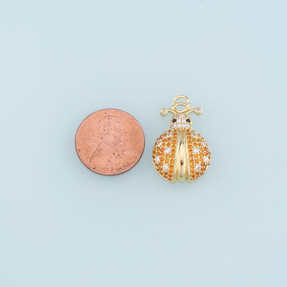 18K Gold Filled Ladybug Pendant,CZ Insect Charm Bracelet Necklace for DIY Jewelry Making Supply