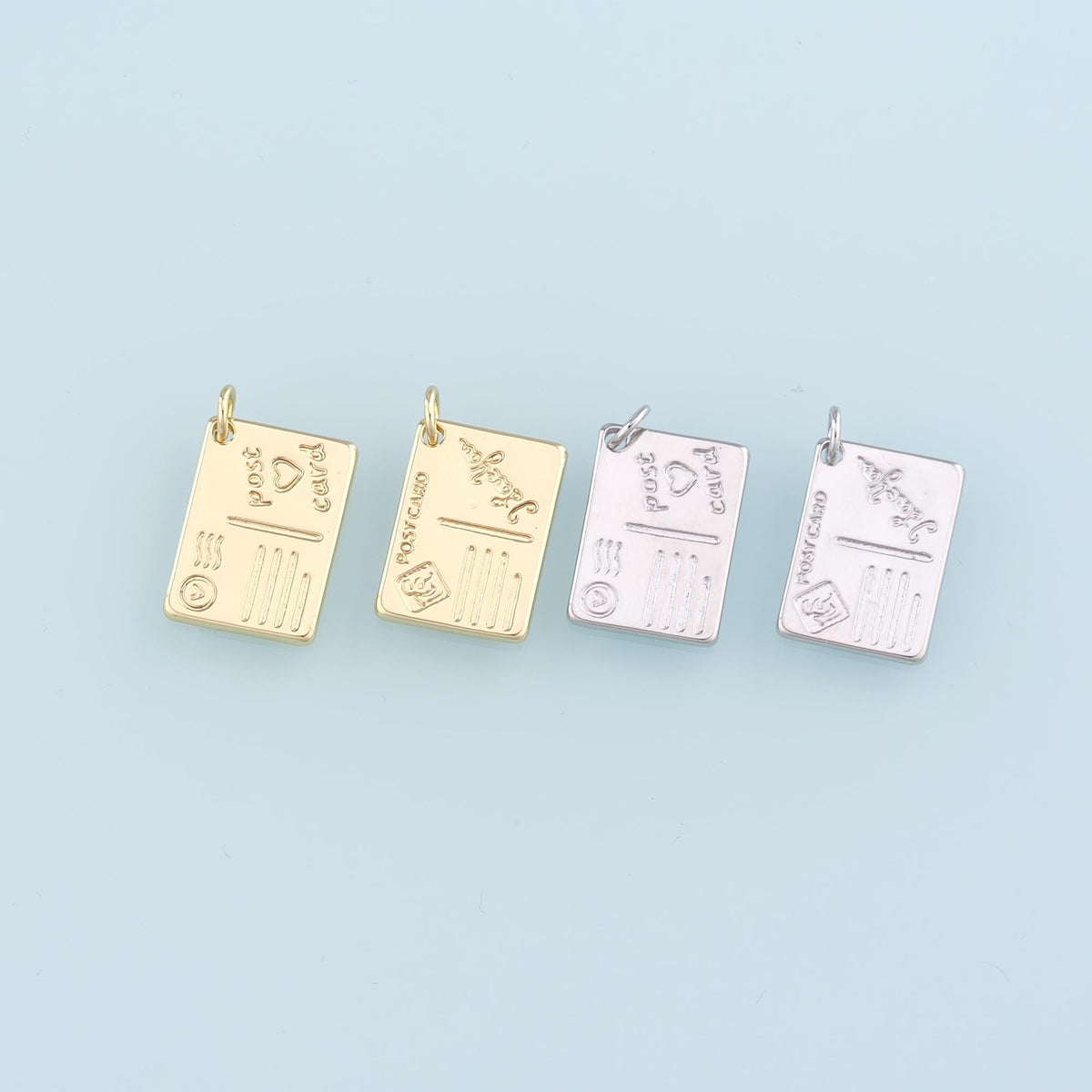 18K Gold Filled Postcard Pendant,Postcard Charm Bracelet Necklace for DIY Jewelry Making Supply