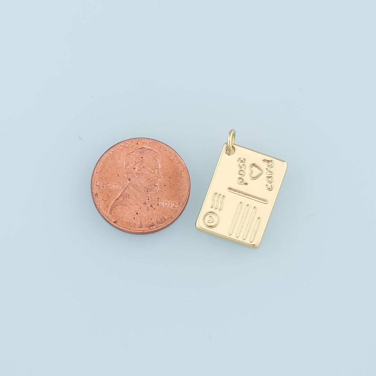 18K Gold Filled Postcard Pendant,Postcard Charm Bracelet Necklace for DIY Jewelry Making Supply