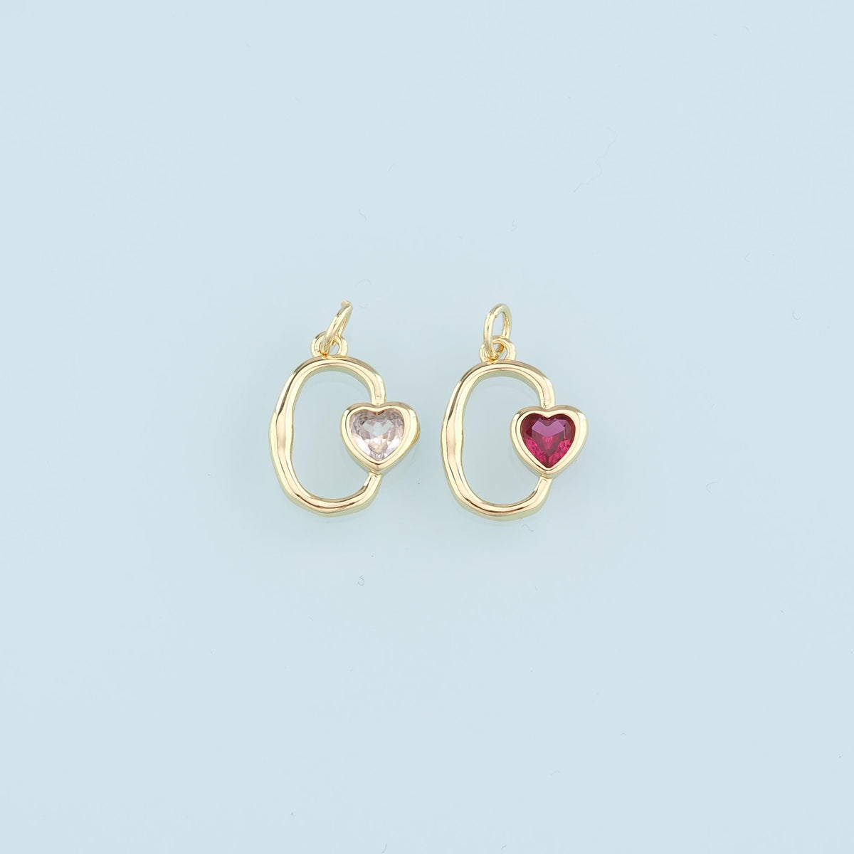 18K Gold Filled Heart Pendant,Crystal Heart Charm Bracelet Necklace for DIY Jewelry Making Supply