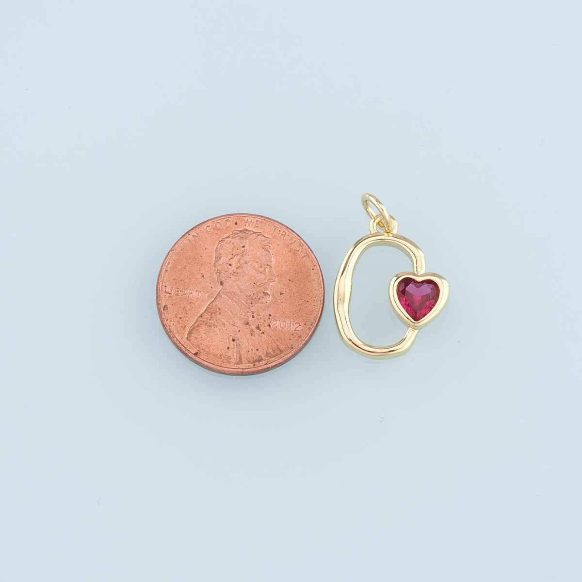 18K Gold Filled Heart Pendant,Crystal Heart Charm Bracelet Necklace for DIY Jewelry Making Supply