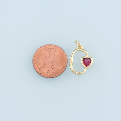 18K Gold Filled Heart Pendant,Crystal Heart Charm Bracelet Necklace for DIY Jewelry Making Supply