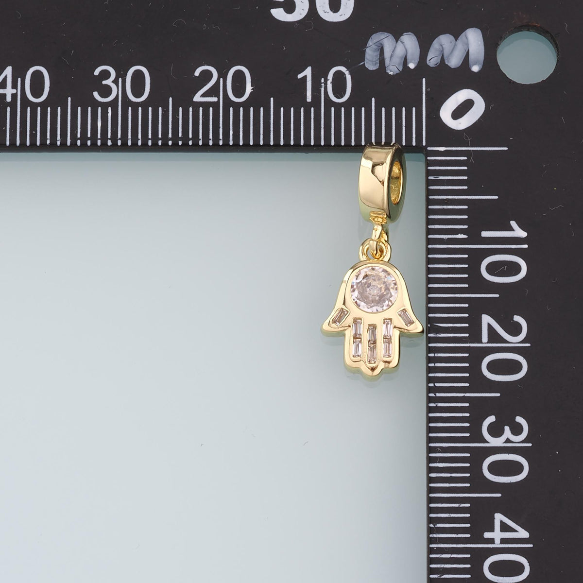 18K Gold Filled Hamsa Hand Pendant,Crystal Hamsa Charm Necklace for DIY Jewelry Making Supply