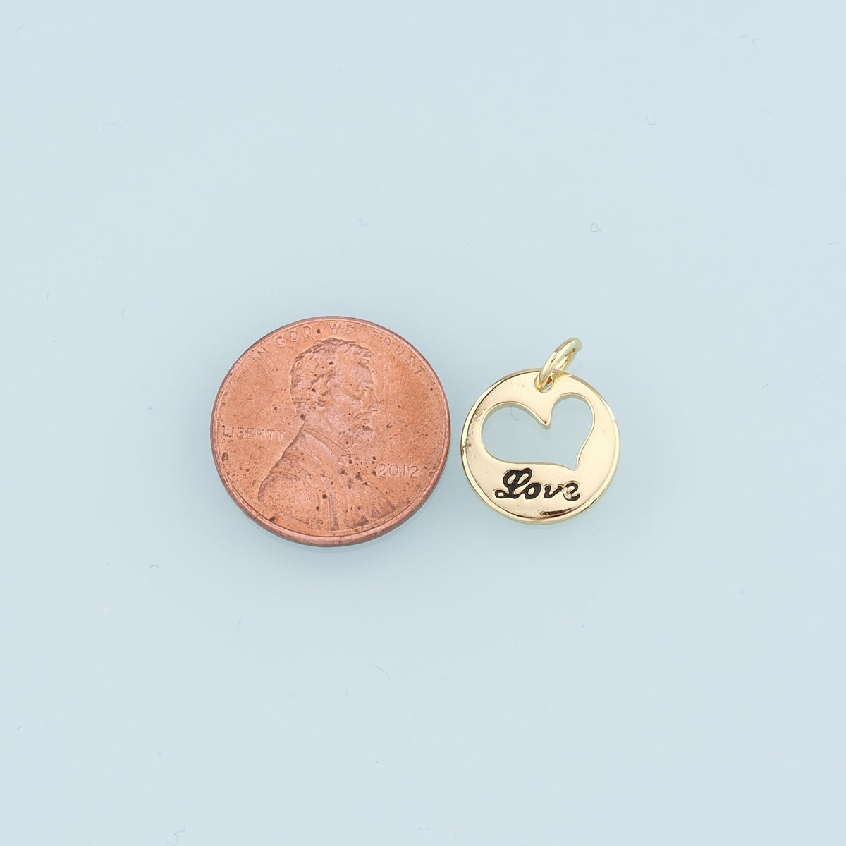 18K Gold Filled Heart Pendant,Love Charm Bracelet Necklace for DIY Jewelry Making Supply