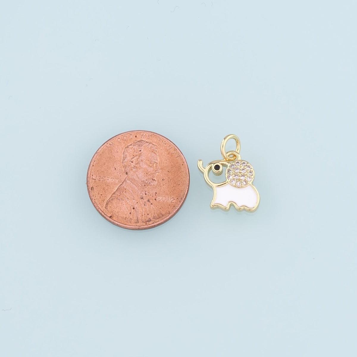 18K Gold Filled Elephant Enamel CZ Charm Pendant for Jewelry Making