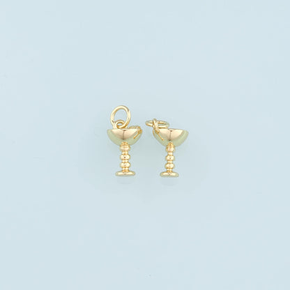 18K Gold Filled Wine Glass Pendant,Wine Glass Charm Bracelet Necklace for DIY Jewelry Making Supply