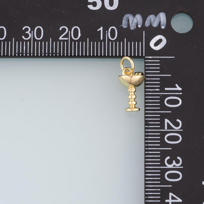 18K Gold Filled Wine Glass Pendant,Wine Glass Charm Bracelet Necklace for DIY Jewelry Making Supply