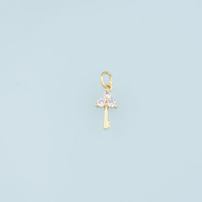 18K Gold Filled Key CZ Charm Pendant for Jewelry Making