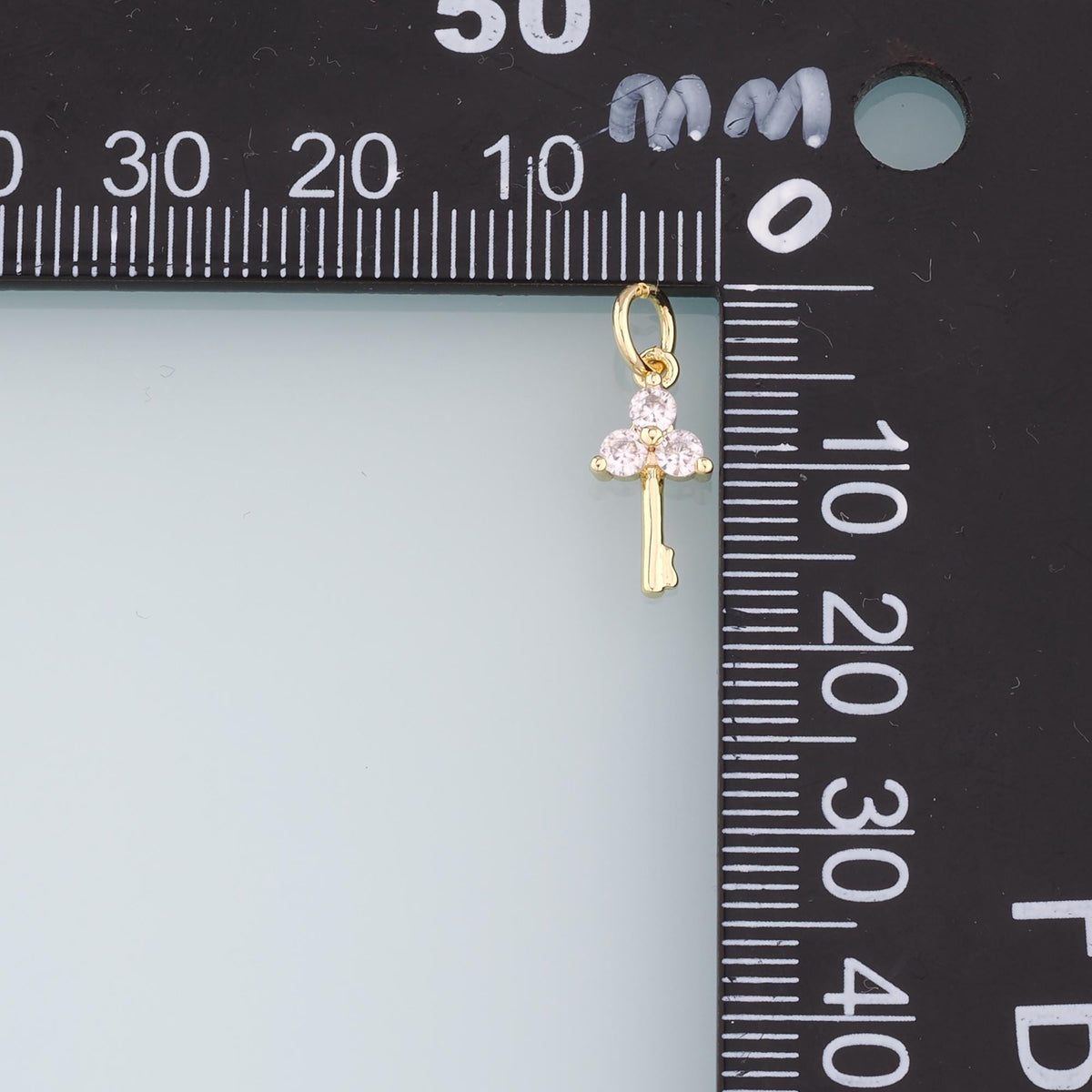 18K Gold Filled Key CZ Charm Pendant for Jewelry Making