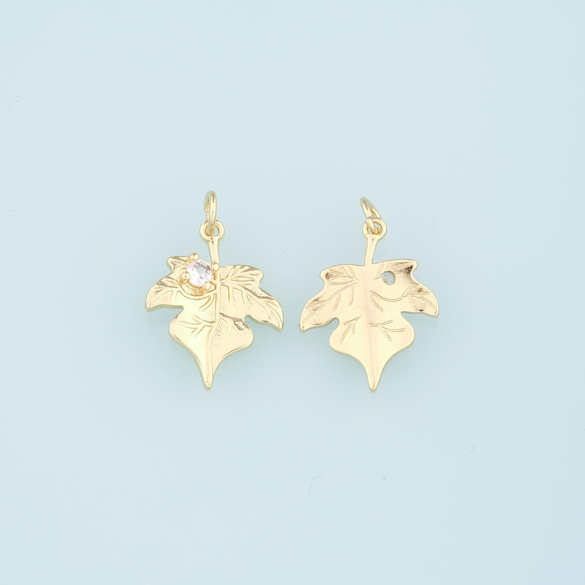 Gold Maple Leaf Charms,18K Gold Filled Maple Leaf Pendant,CZ Maple Leaf Charm Bracelet Necklace for DIY Jewelry Making Supply