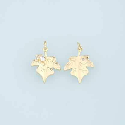 Gold Maple Leaf Charms,18K Gold Filled Maple Leaf Pendant,CZ Maple Leaf Charm Bracelet Necklace for DIY Jewelry Making Supply