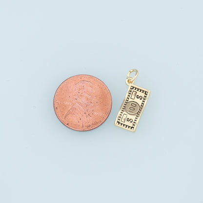 Gold Dollar Charms,18K Gold Filled Money Pendant,Dollar Charm Bracelet Necklace for DIY Jewelry Making Supply