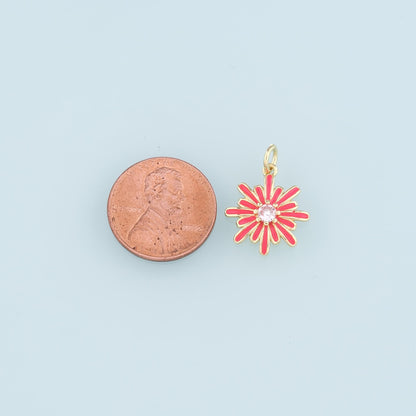 Gold Flower Charms,18K Gold Filled Flower Pendant,Enamel Flower Charm Bracelet Necklace for DIY Jewelry Making Supply