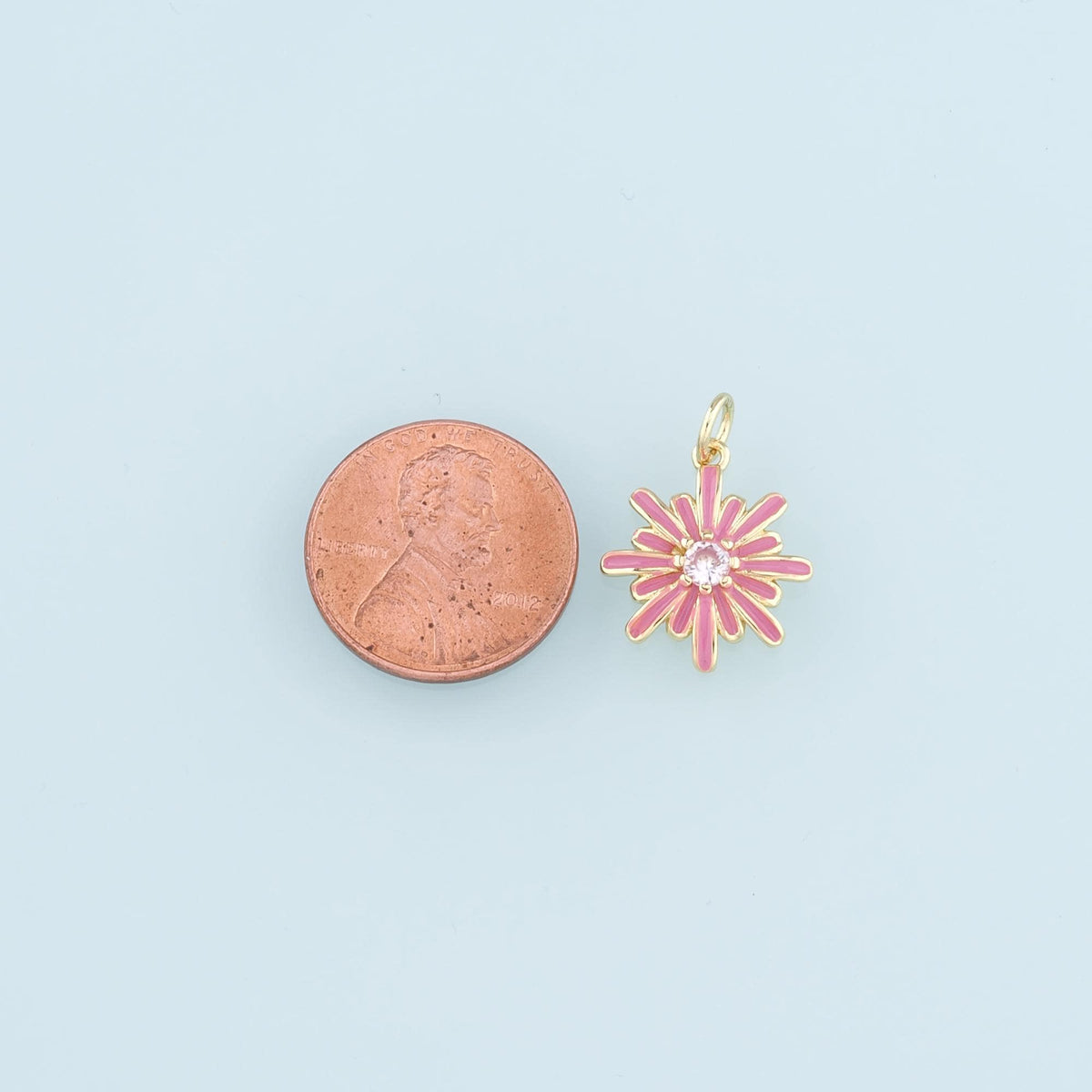 Gold Flower Charms,18K Gold Filled Flower Pendant,Enamel Flower Charm Bracelet Necklace for DIY Jewelry Making Supply