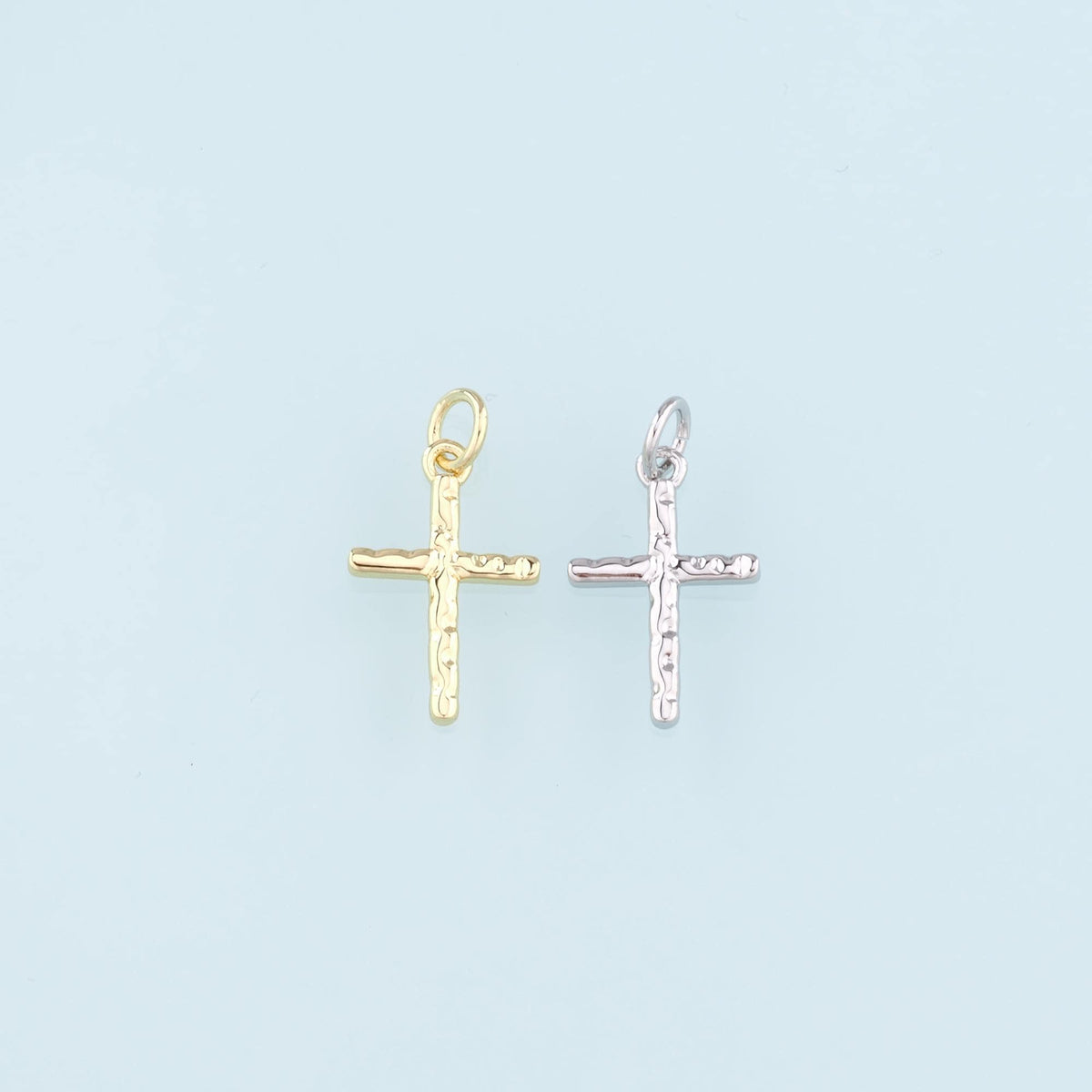 Gold Cross Charms,18K Gold Filled Cross Pendant,Religion Charm Bracelet Necklace for DIY Jewelry Making Supply