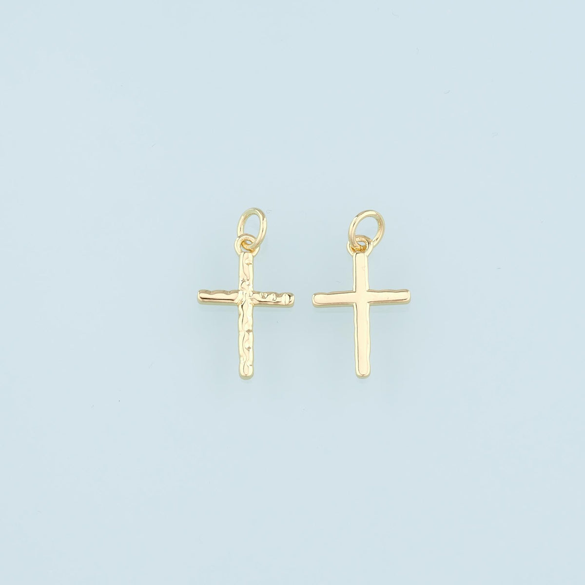 Gold Cross Charms,18K Gold Filled Cross Pendant,Religion Charm Bracelet Necklace for DIY Jewelry Making Supply