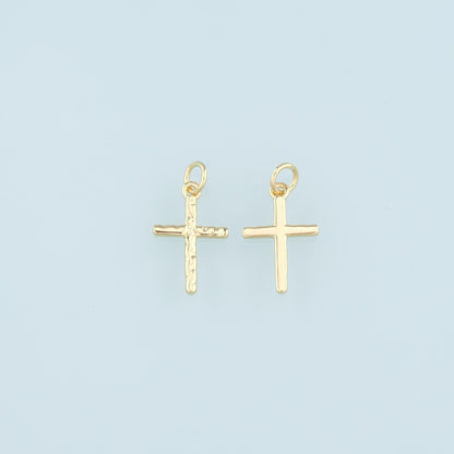 Gold Cross Charms,18K Gold Filled Cross Pendant,Religion Charm Bracelet Necklace for DIY Jewelry Making Supply