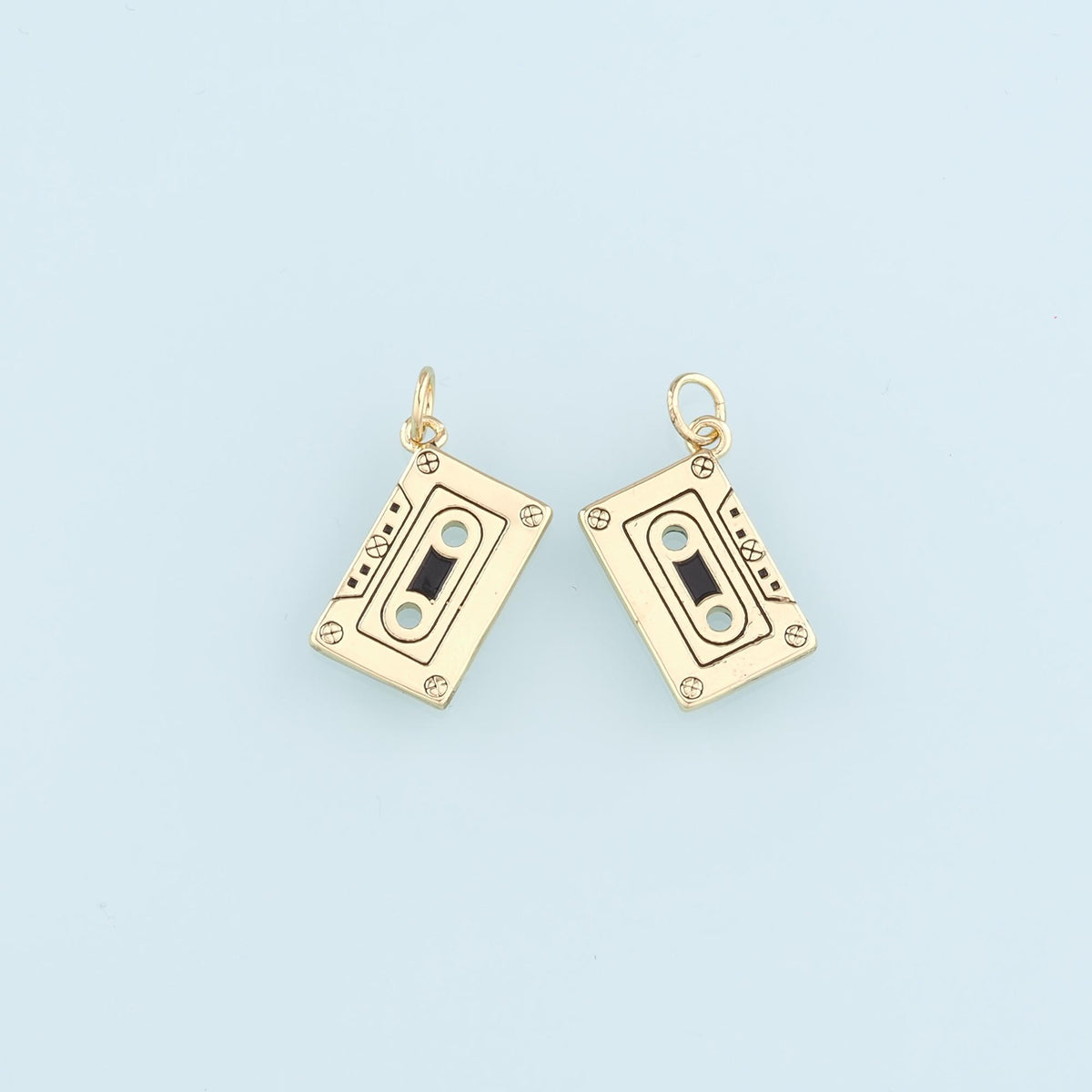 18K Gold Filled Tape Pendant,Cassette Tape Charm Bracelet Necklace for DIY Jewelry Making Supply