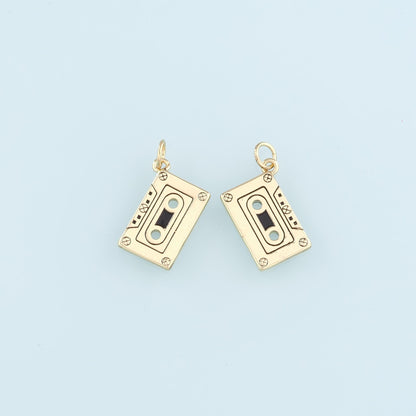 18K Gold Filled Tape Pendant,Cassette Tape Charm Bracelet Necklace for DIY Jewelry Making Supply