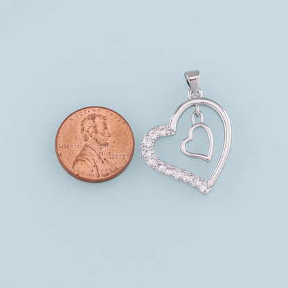 18K Gold Filled Heart Pendant,CZ Micro Pave Heart Charm Bracelet Necklace for DIY Jewelry Making Supply