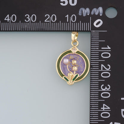 Gold Flower Charms,18K Gold Filled Pearl Flower Pendant,Enamel Flower Charm Bracelet Necklace for DIY Jewelry Making Supply