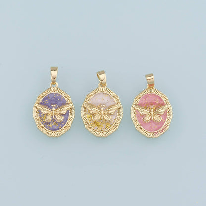 18K Gold Filled Enamel Butterfly Charm Pendant for Jewelry Making