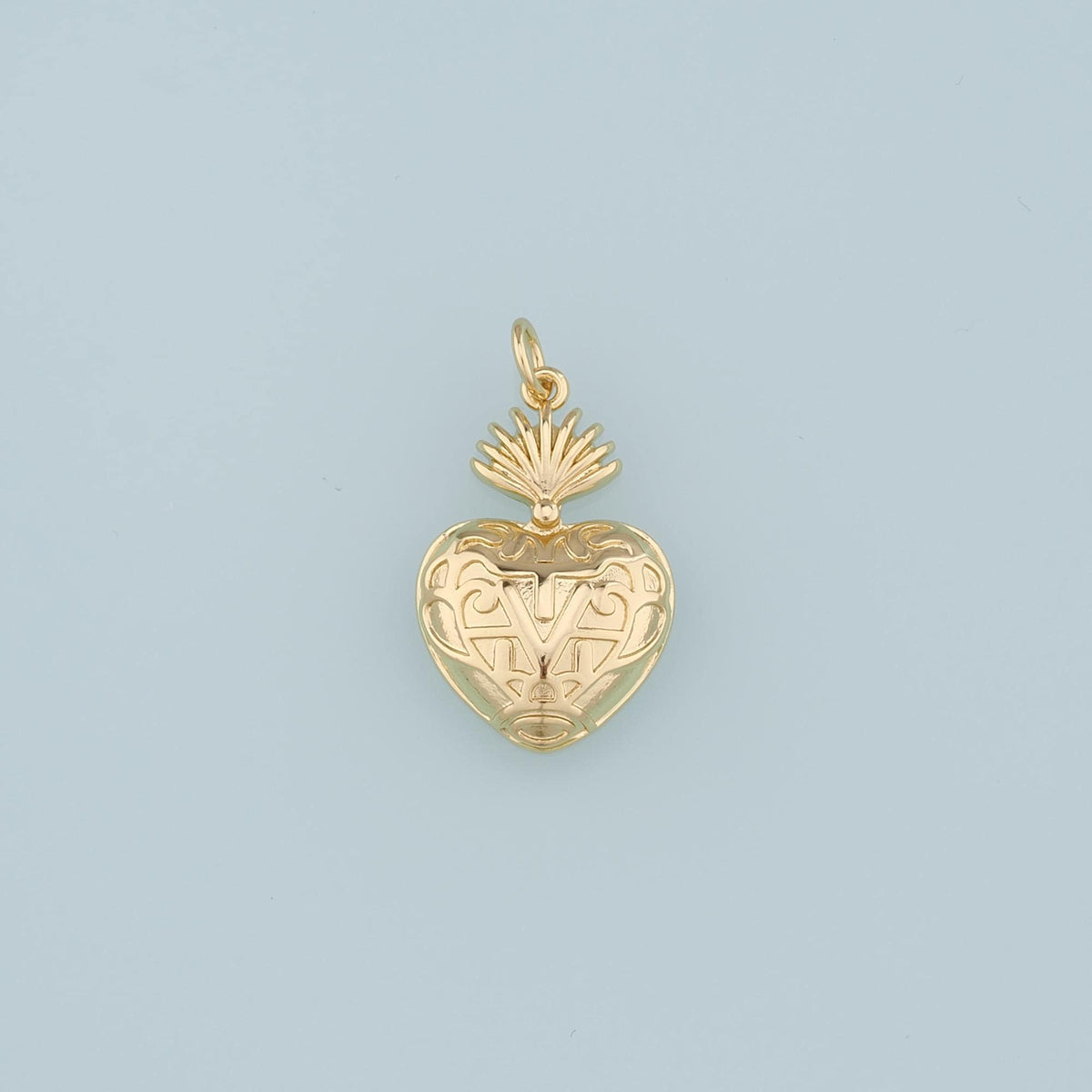 18K Gold Filled Sacred heart Pendant,Heart Charm Bracelet Necklace for DIY Jewelry Making Supply