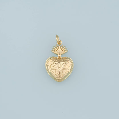 18K Gold Filled Sacred heart Pendant,Heart Charm Bracelet Necklace for DIY Jewelry Making Supply